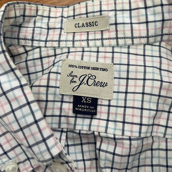 J Crew Shirt Mens XS Blue White Long Sleeve Button Up Flannel Slim Fit Cotton - Picture 2 of 9